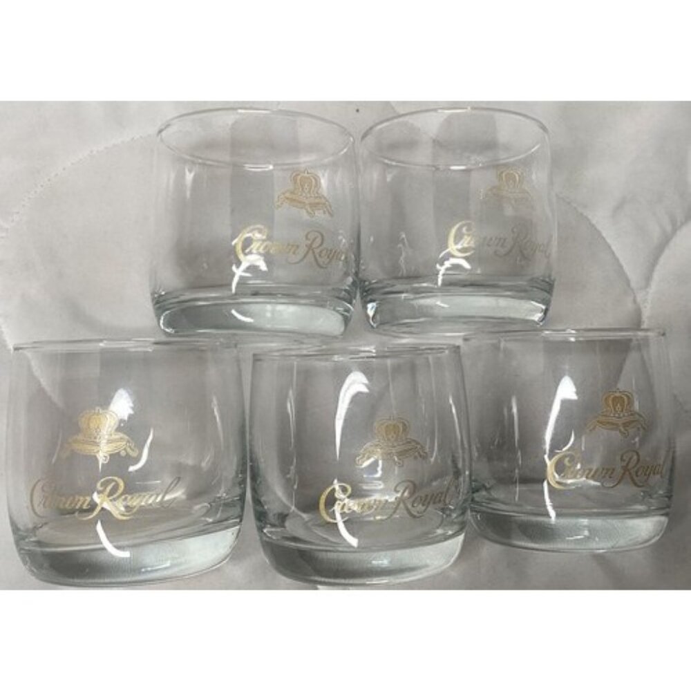 Crown Royal Reserve Whiskey Glass Set of 5 Barware Man Cave Scotch Tumbler Rocks - Picture 7 of 7